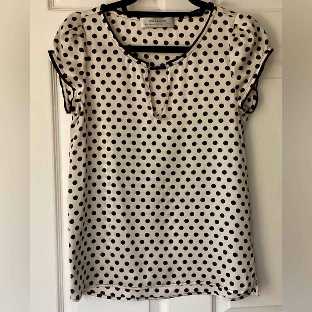 Tahari Polka Dot Blouse - Black and White